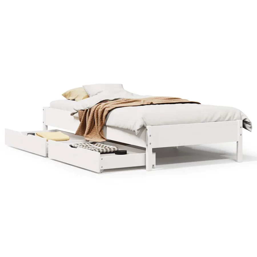 Cadre de lit sans matelas blanc 90x190 cm bois de pin massif - 2