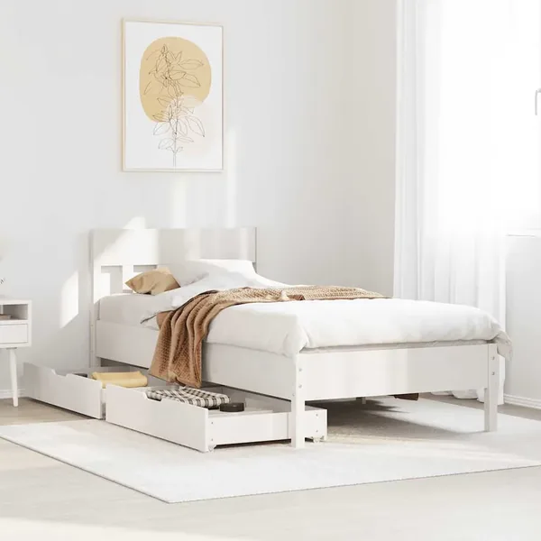 Cadre de lit sans matelas blanc 90x190 cm bois de pin massif