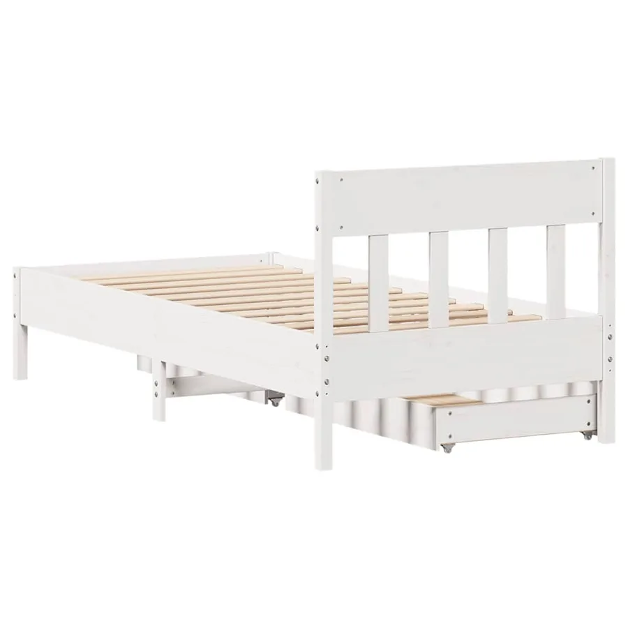 Cadre de lit sans matelas blanc 90x190 cm bois de pin massif - 8