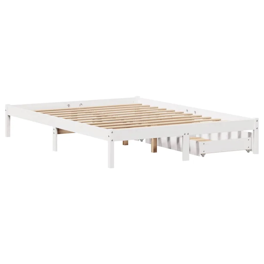 Cadre de lit sans matelas blanc 140x190 cm bois de pin massif - 6