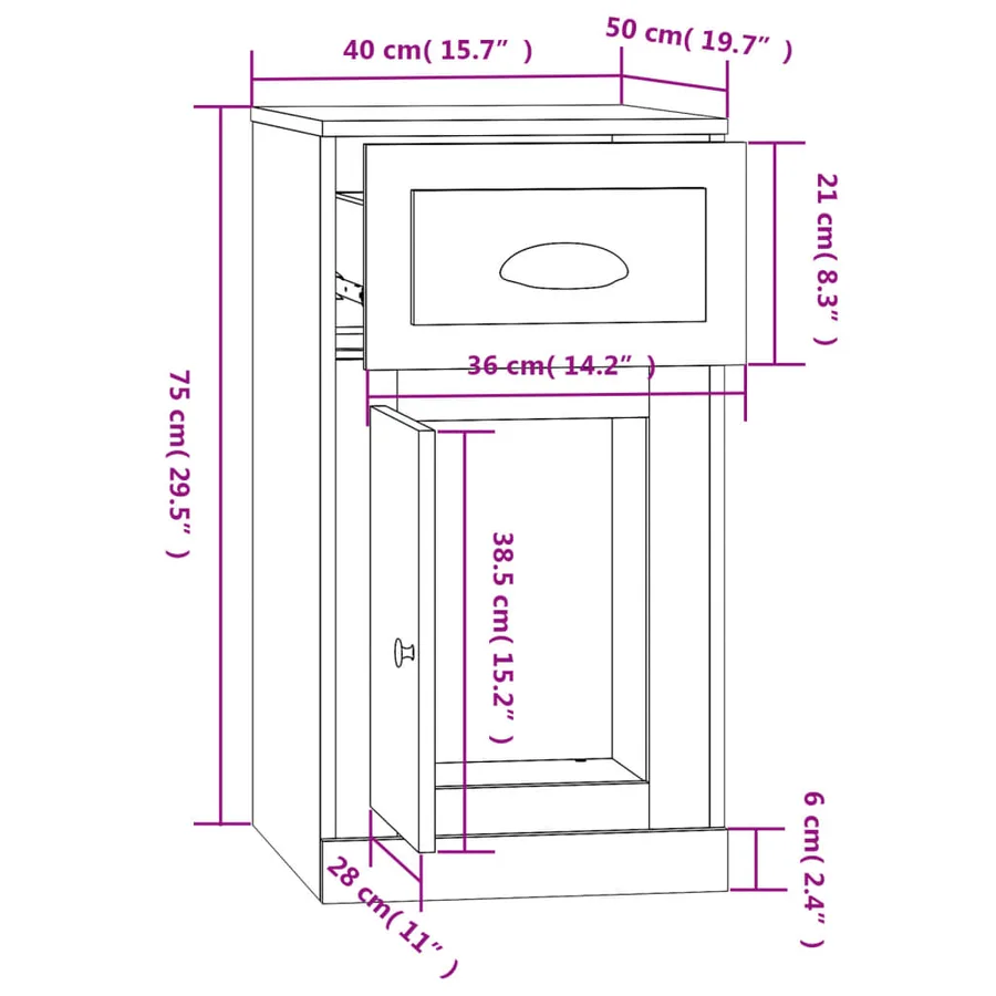 Armoire latérale avec tiroir chêne fumé 40x50x75 cm - 11
