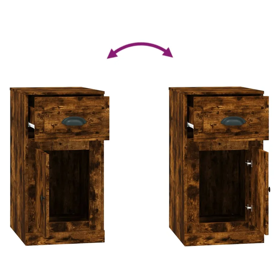 Armoire latérale avec tiroir chêne fumé 40x50x75 cm - 9