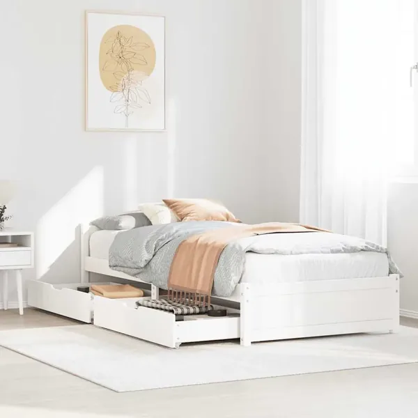 Cadre de lit sans matelas blanc 90x190 cm bois de pin massif
