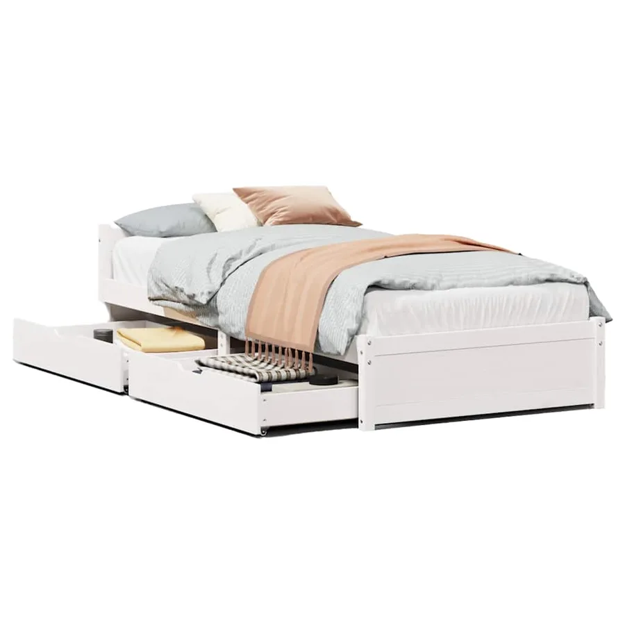 Cadre de lit sans matelas blanc 90x190 cm bois de pin massif - 2