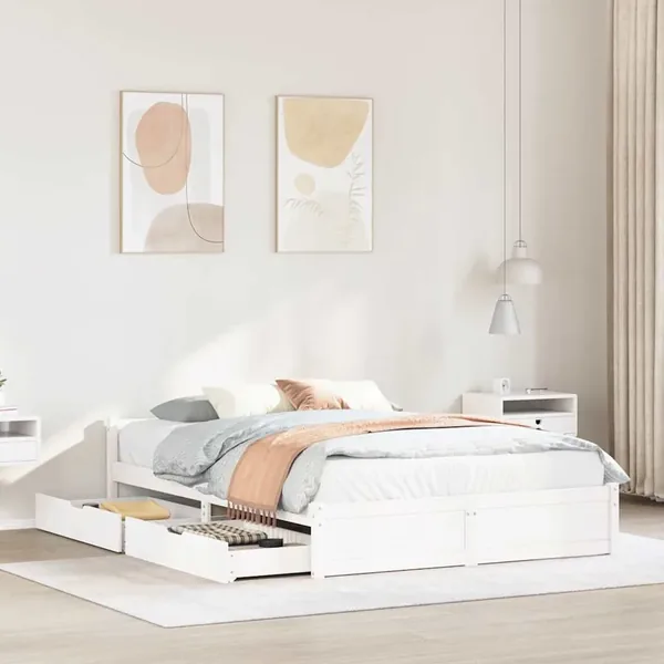 Cadre de lit sans matelas blanc 120x190 cm bois de pin massif