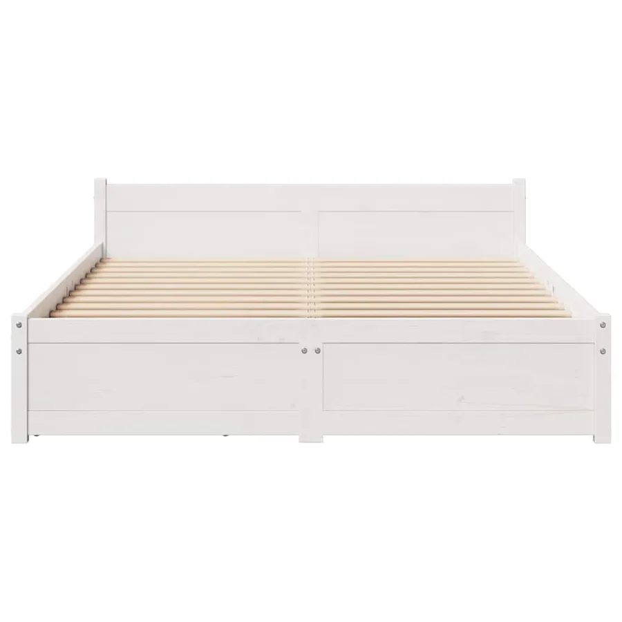 Cadre de lit sans matelas blanc 120x190 cm bois de pin massif - 4