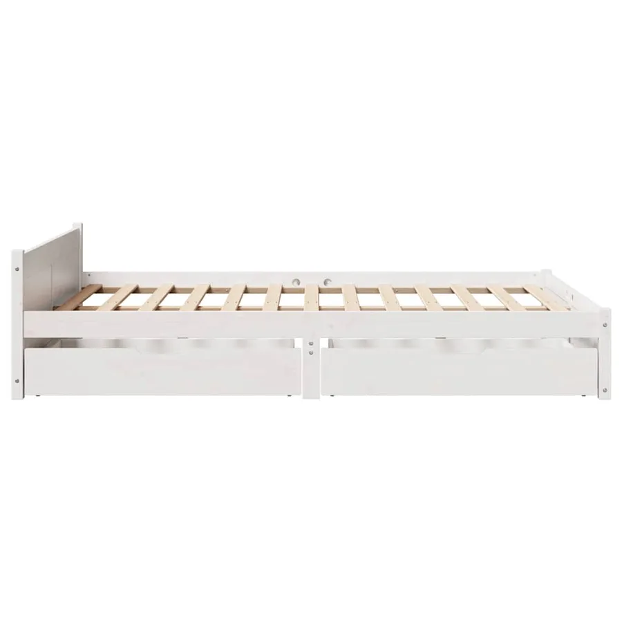 Cadre de lit sans matelas blanc 120x190 cm bois de pin massif - 7