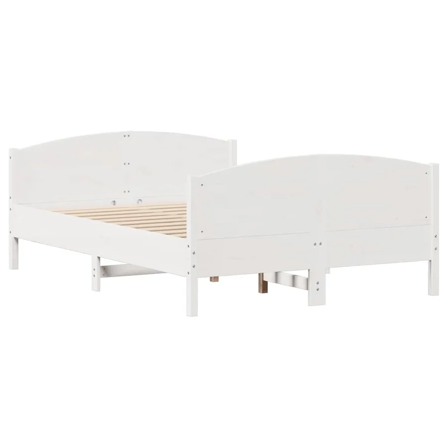 Cadre de lit sans matelas blanc 135x190 cm bois de pin massif - 5