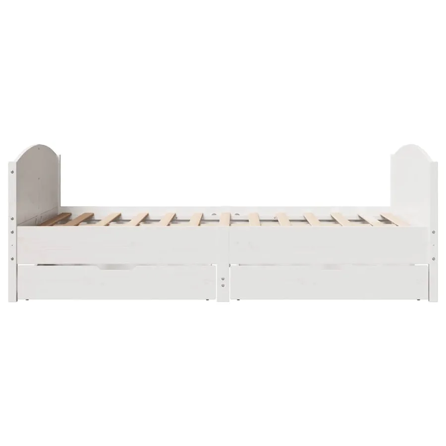 Cadre de lit sans matelas blanc 135x190 cm bois de pin massif - 7