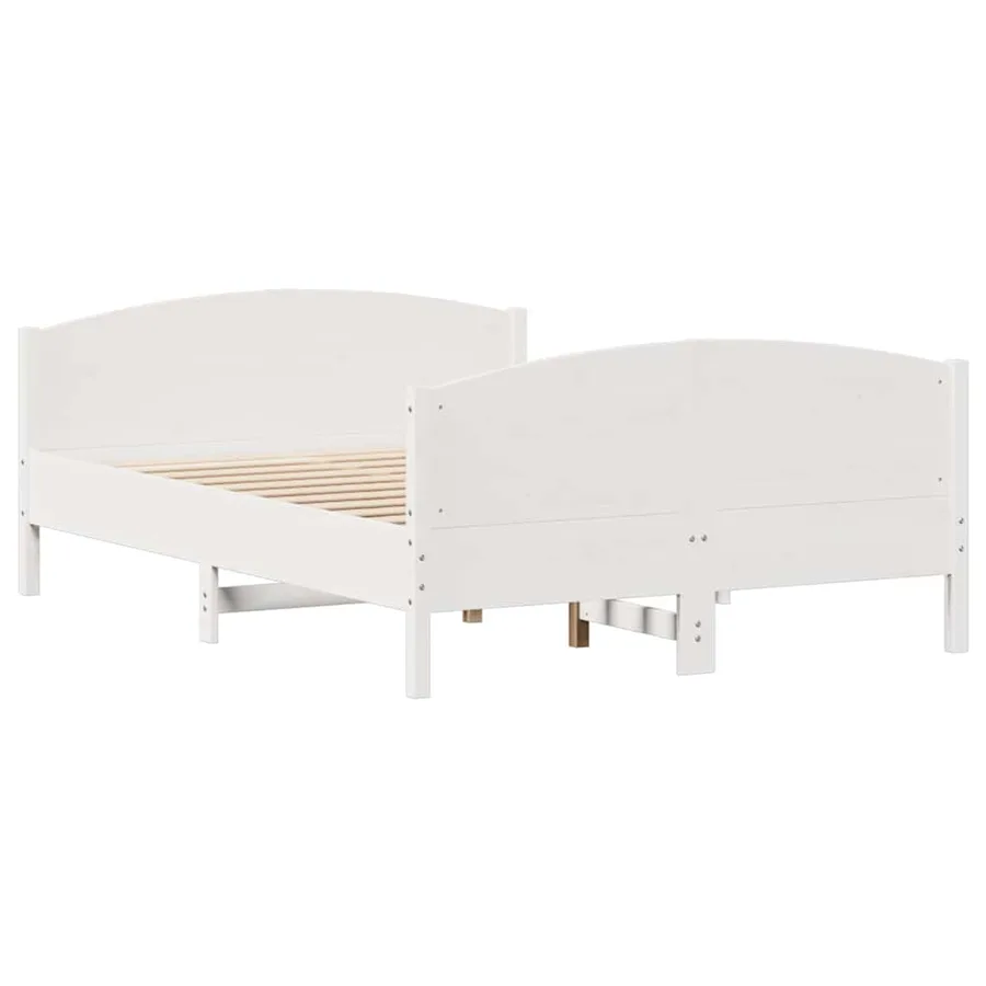 Cadre de lit sans matelas blanc 135x190 cm bois de pin massif - 8