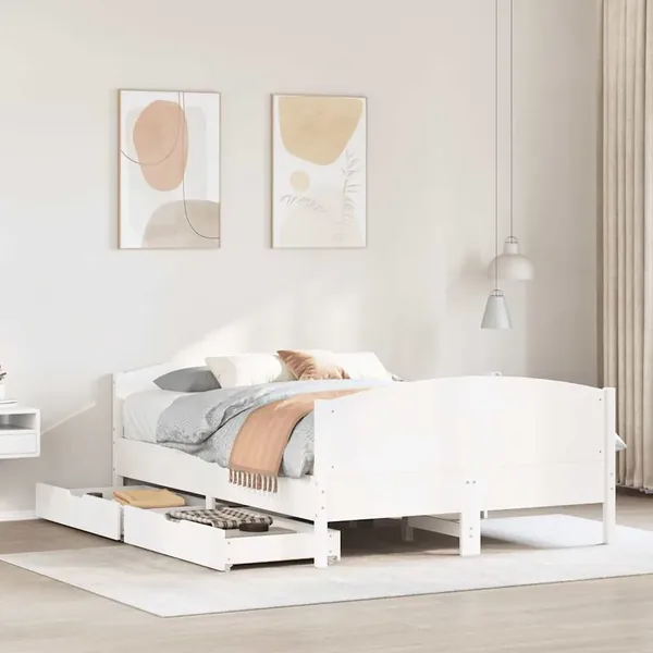 Cadre de lit sans matelas blanc 120x190 cm bois de pin massif