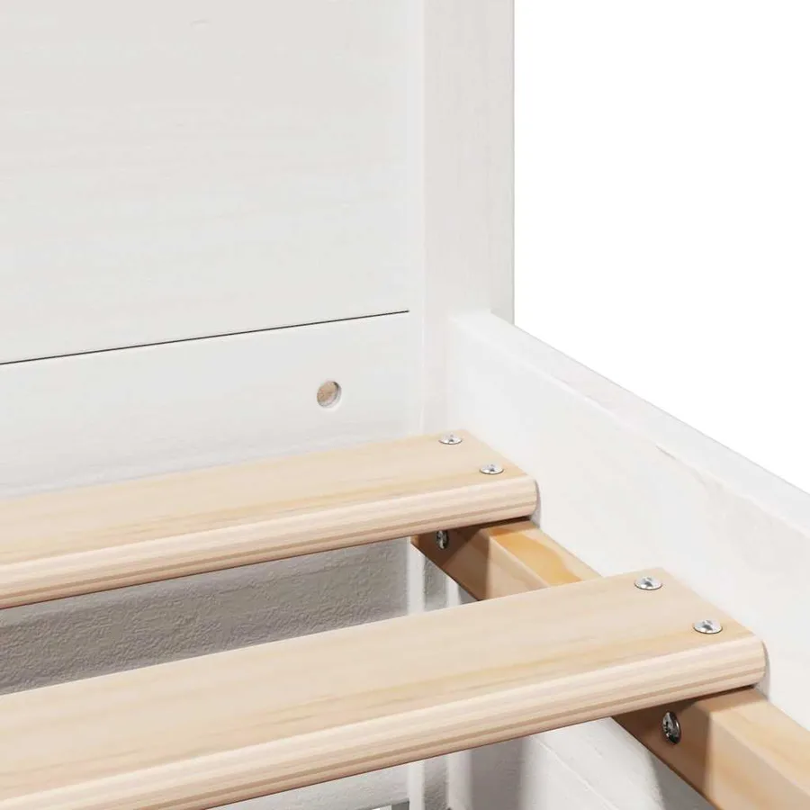Cadre de lit sans matelas blanc 120x190 cm bois de pin massif - 10