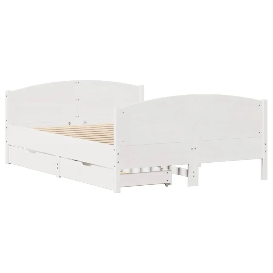 Cadre de lit sans matelas blanc 120x190 cm bois de pin massif - 3