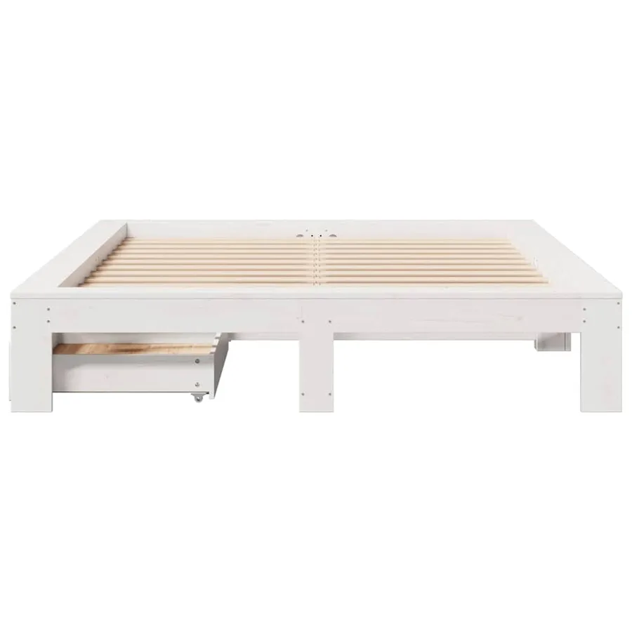 Cadre de lit sans matelas blanc 140x190 cm bois de pin massif - 4