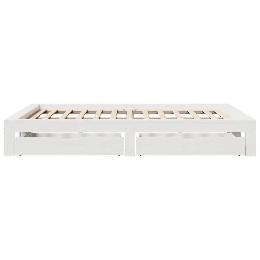 Cadre de lit sans matelas blanc 140x190 cm bois de pin massif - 7