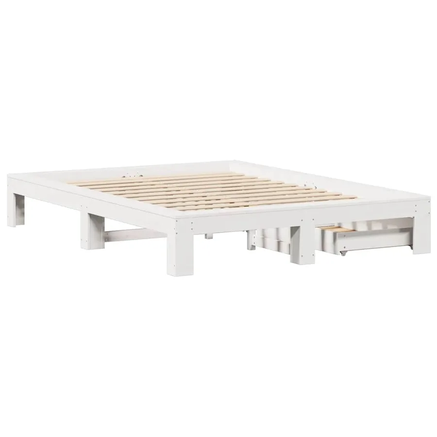 Cadre de lit sans matelas blanc 140x190 cm bois de pin massif - 8