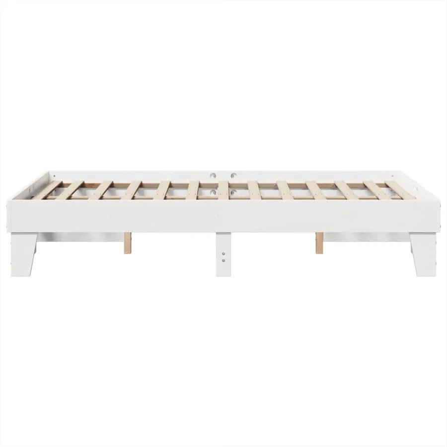Cadre de lit sans matelas blanc 135x190 cm bois de pin massif - 5
