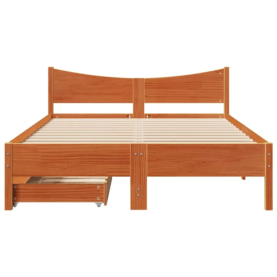 Cadre de lit avec tiroirs cire marron 140x190cm bois pin massif - 4