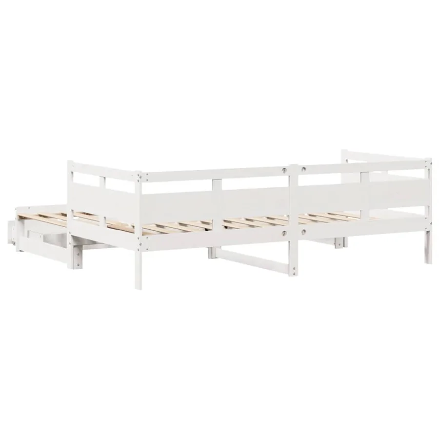 Lit de jour avec gigogne et tiroirs sans matelas blanc 80x200cm - 7