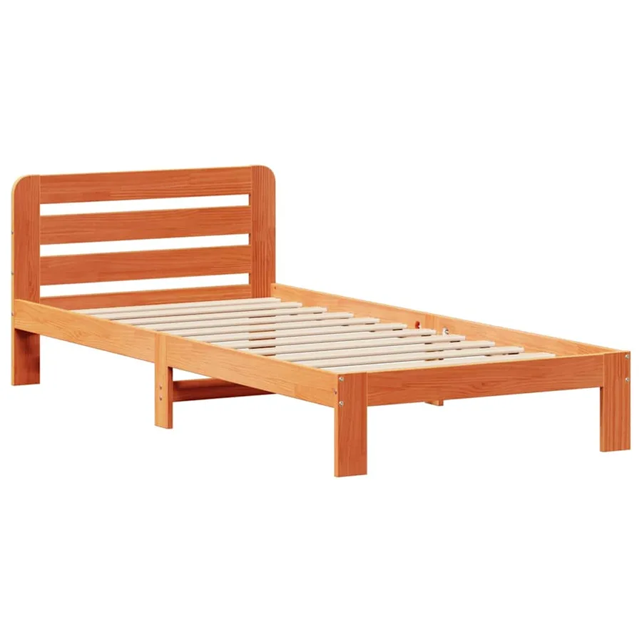 Cadre de lit sans matelas cire marron 90x190 cm bois pin massif - 5