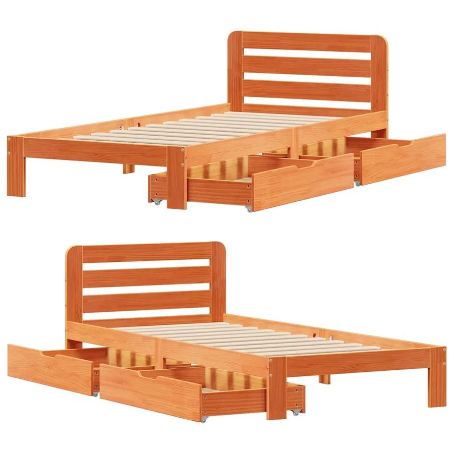 Cadre de lit sans matelas cire marron 90x190 cm bois pin massif - 9
