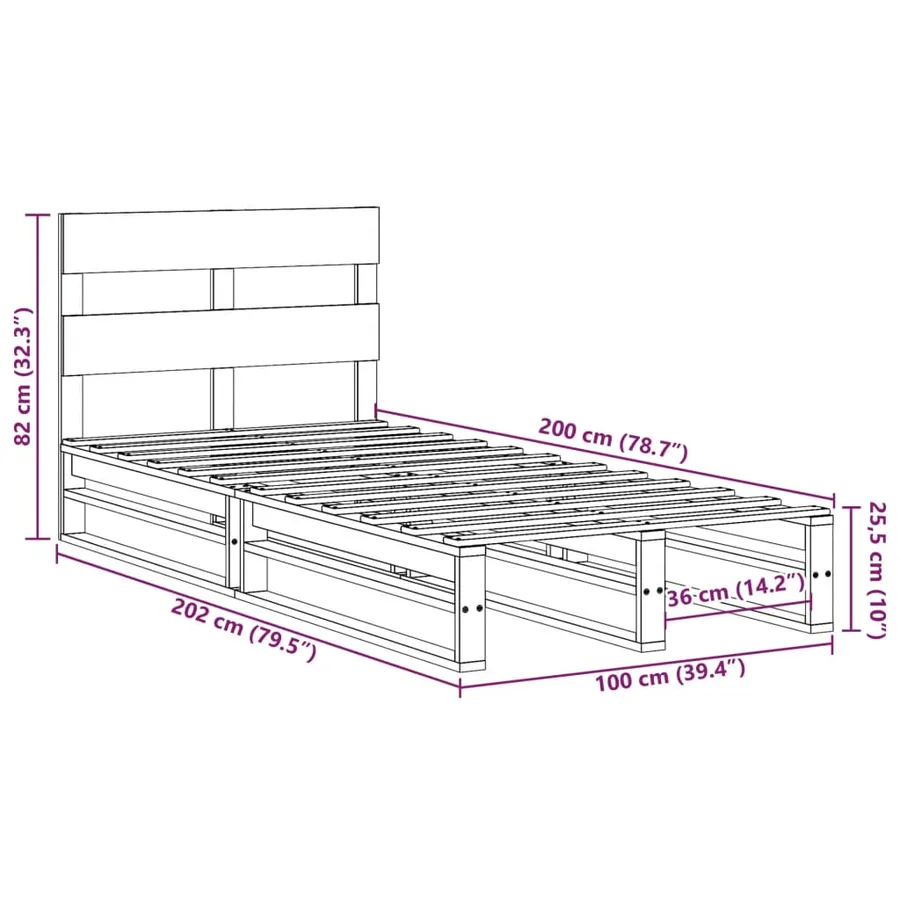 Cadre de lit sans matelas blanc 100x200 cm bois de pin massif - 12