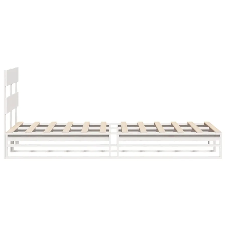 Cadre de lit sans matelas blanc 100x200 cm bois de pin massif - 7