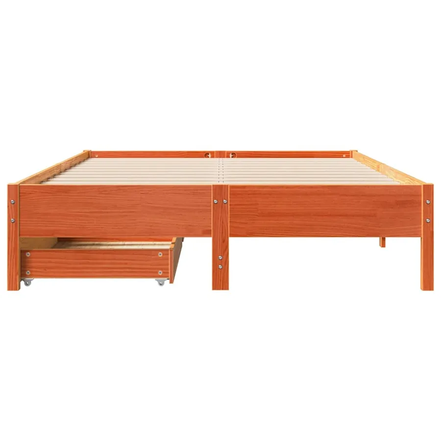 Cadre de lit sans matelas cire marron 140x190cm bois pin massif - 4