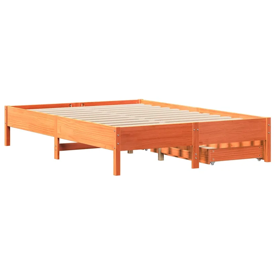 Cadre de lit sans matelas cire marron 140x190cm bois pin massif - 8