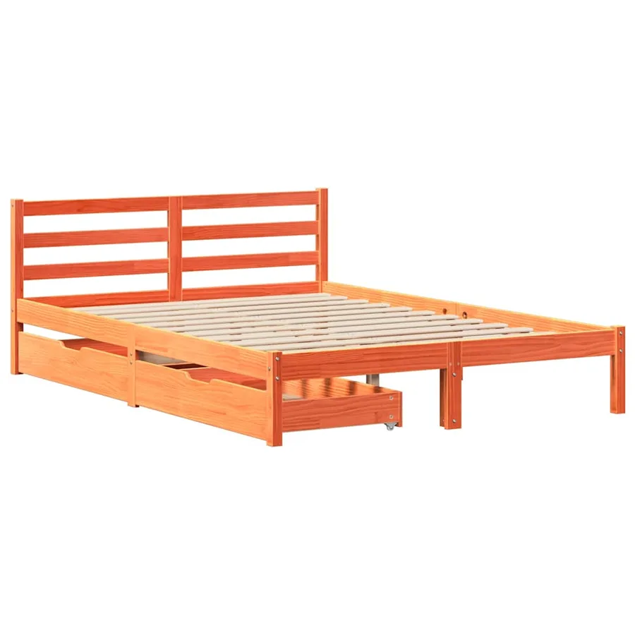 Cadre de lit sans matelas cire marron 120x190cm bois pin massif - 3