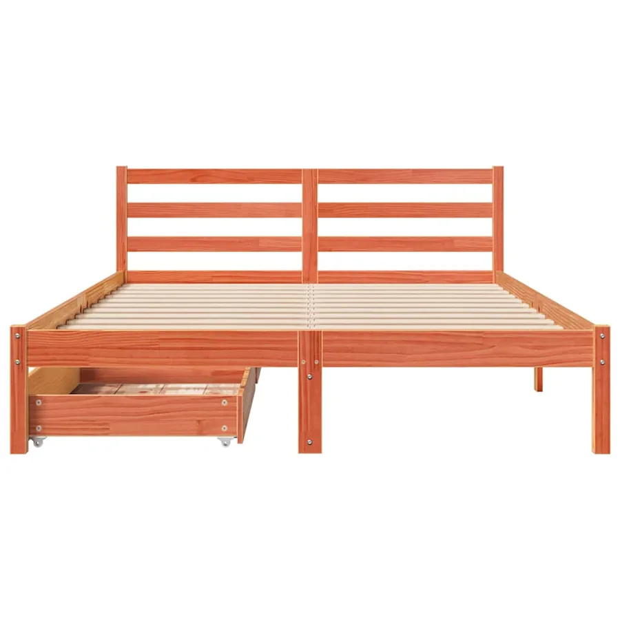 Cadre de lit sans matelas cire marron 120x190cm bois pin massif - 4