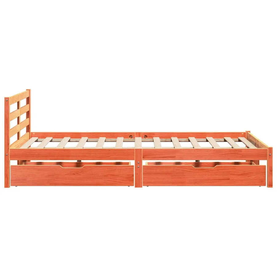 Cadre de lit sans matelas cire marron 120x190cm bois pin massif - 5