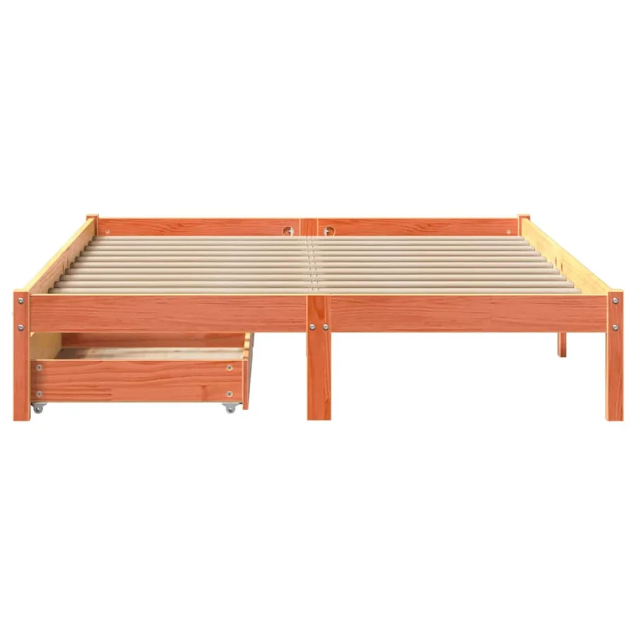 Cadre de lit sans matelas cire marron 120x190cm bois pin massif - 4