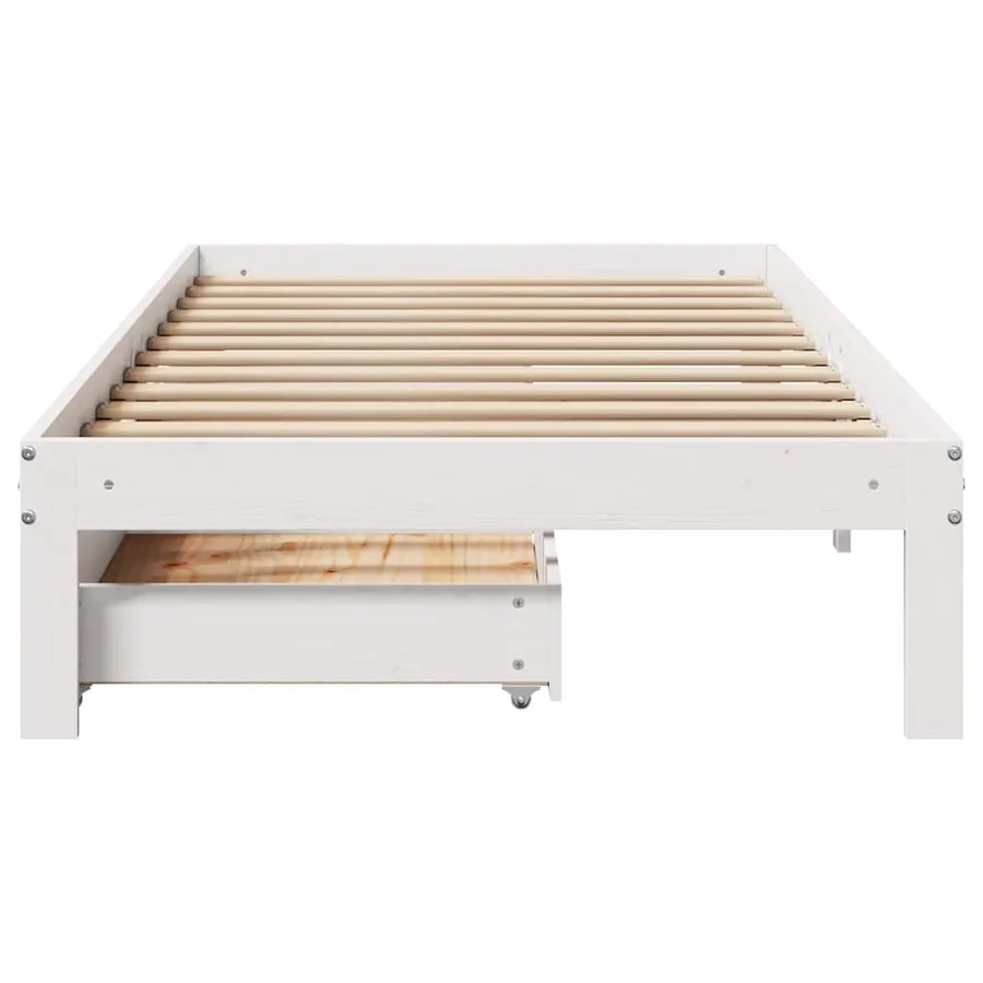 Cadre de lit avec tiroirs sans matelas blanc 75x190 cm - 4