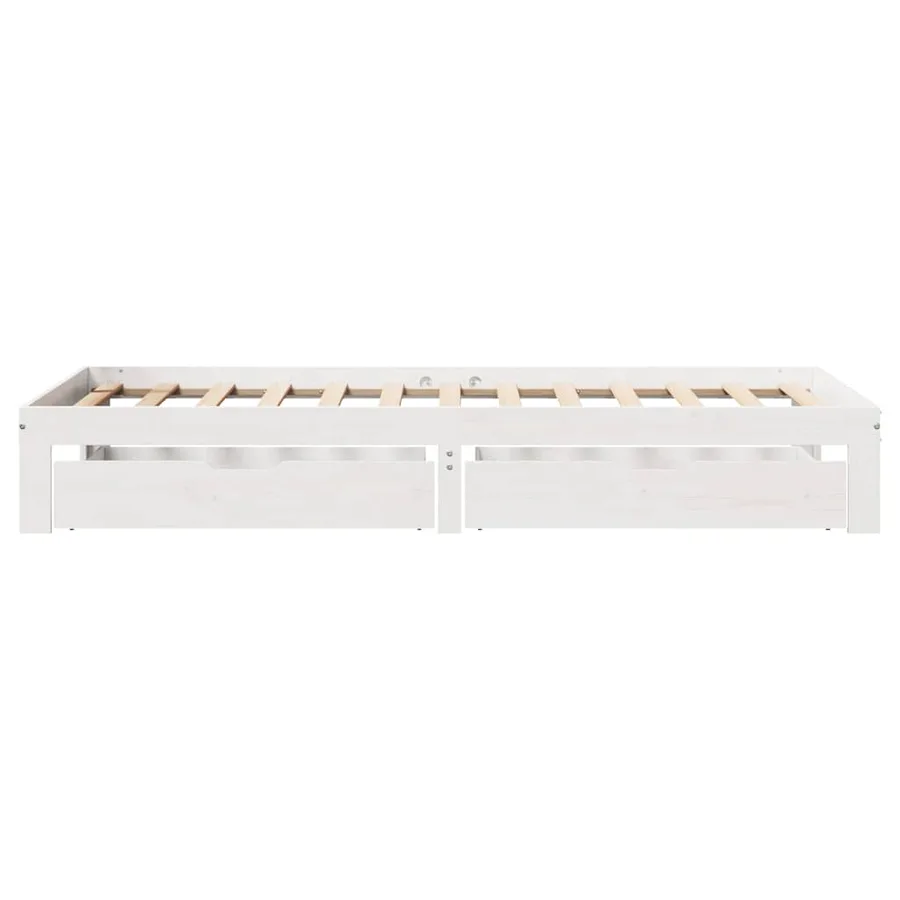 Cadre de lit avec tiroirs sans matelas blanc 75x190 cm - 7