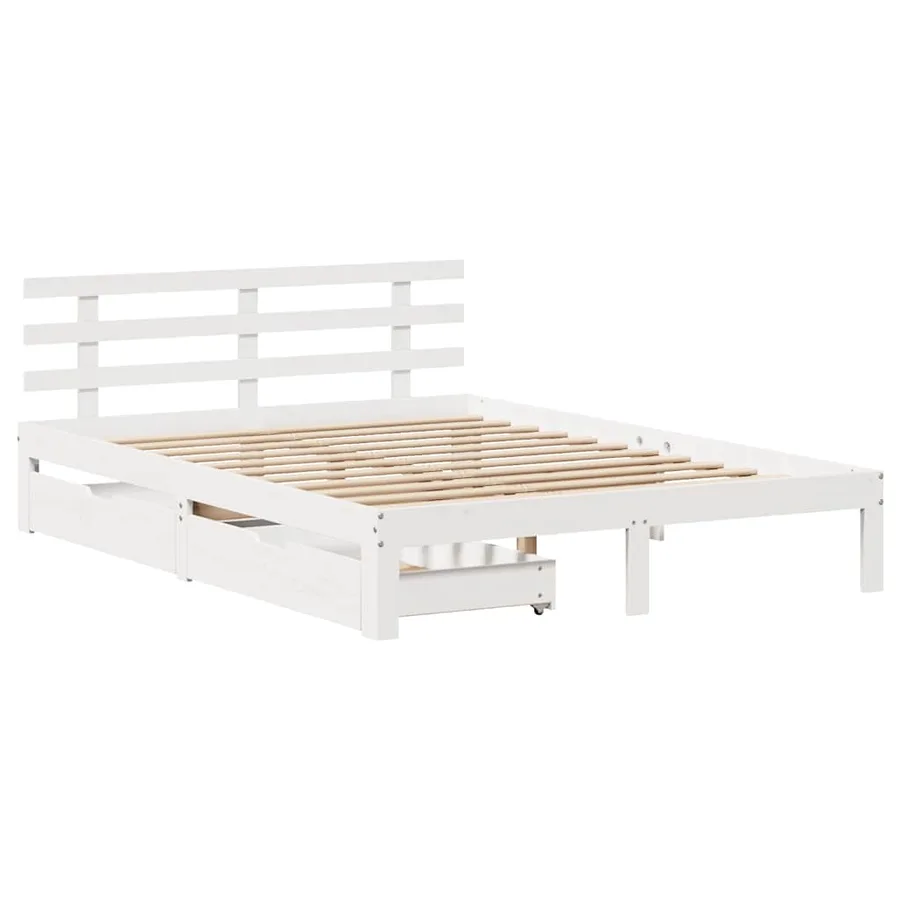 Cadre de lit avec tiroirs sans matelas blanc 120x190 cm - 3