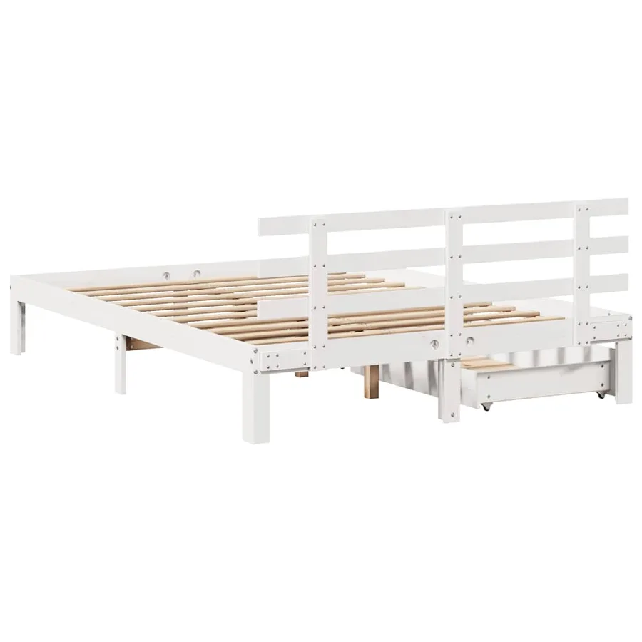 Cadre de lit avec tiroirs sans matelas blanc 120x190 cm - 6