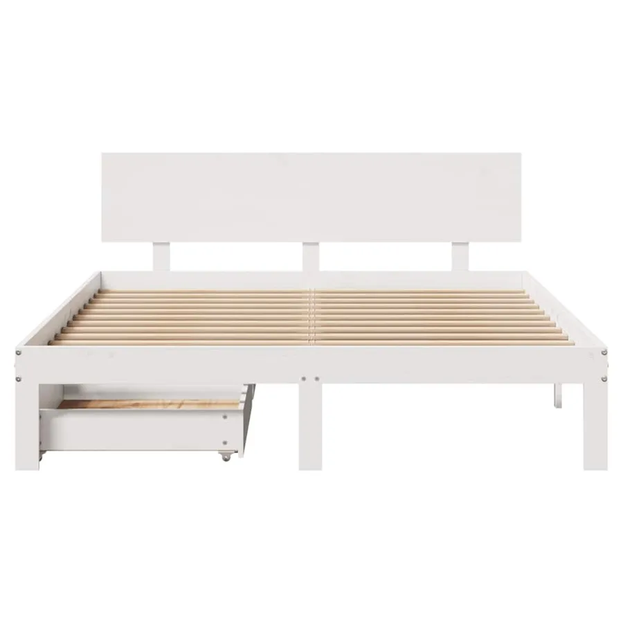 Cadre de lit avec tiroirs sans matelas blanc 120x190 cm - 4