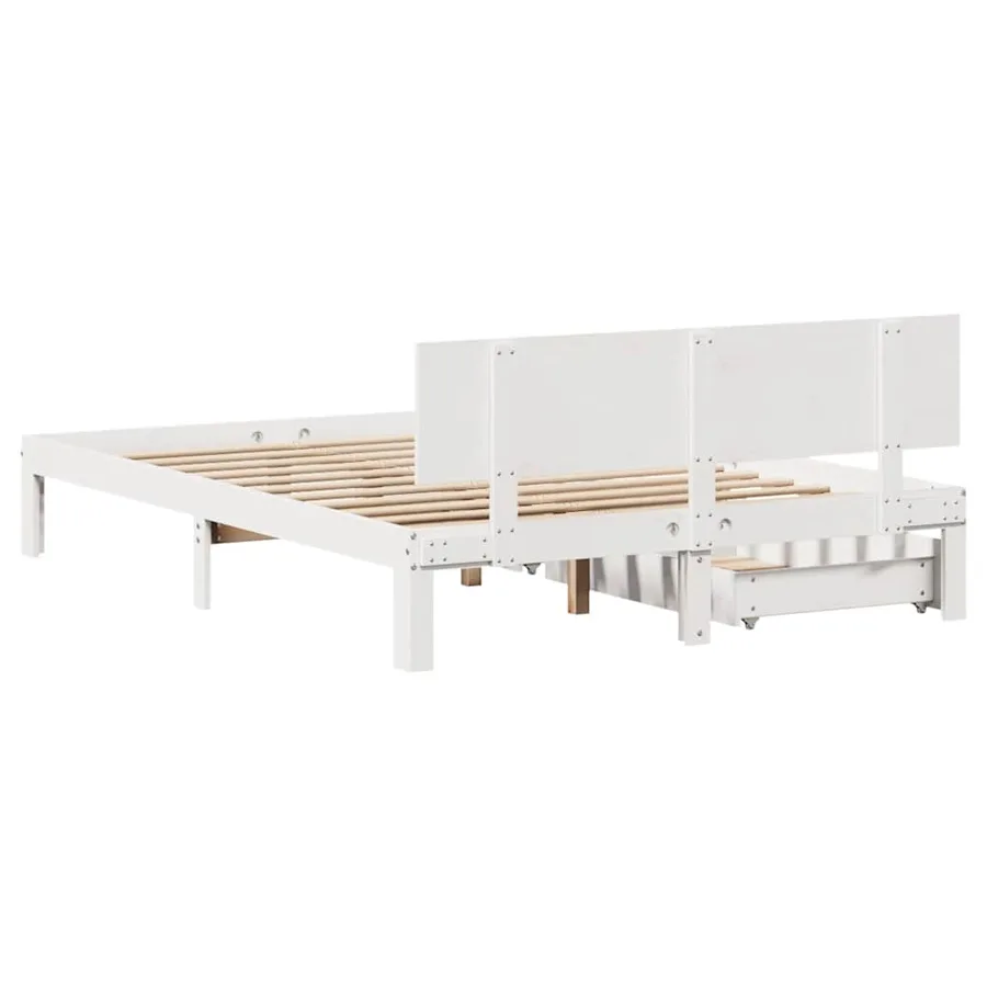 Cadre de lit avec tiroirs sans matelas blanc 120x190 cm - 7