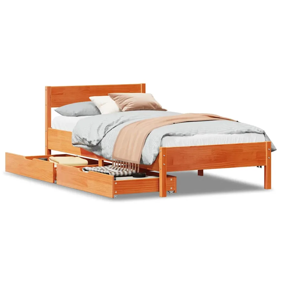 Cadre de lit sans matelas cire marron 90x190 cm bois pin massif - 2