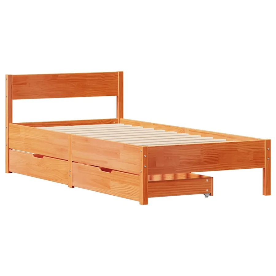 Cadre de lit sans matelas cire marron 90x190 cm bois pin massif - 3