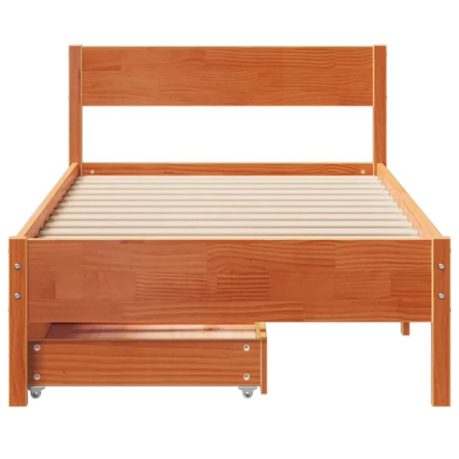 Cadre de lit sans matelas cire marron 90x190 cm bois pin massif - 4
