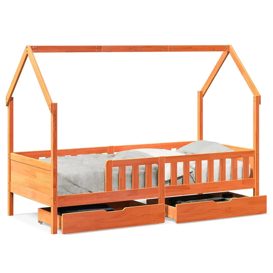 Cadre de lit enfants avec tiroirs sans matelas 90x190 cm bois - 2
