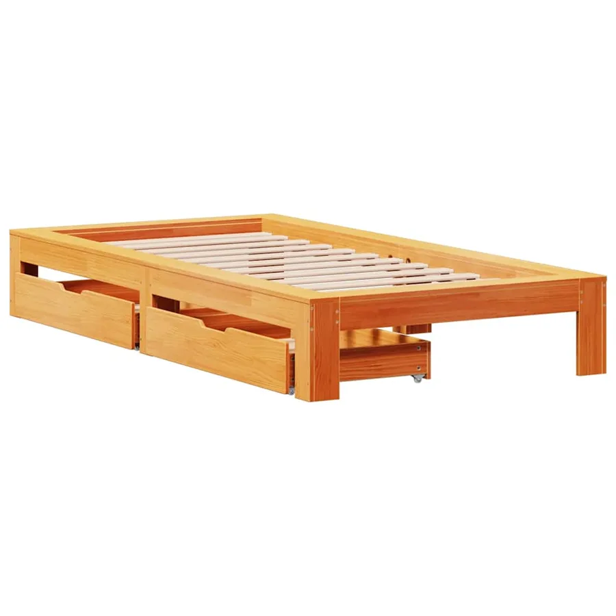Cadre de lit sans matelas cire marron 75x190 cm bois pin massif - 3