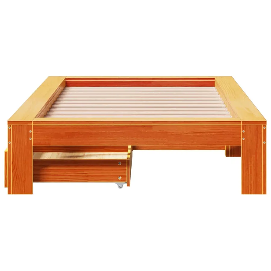 Cadre de lit sans matelas cire marron 75x190 cm bois pin massif - 4