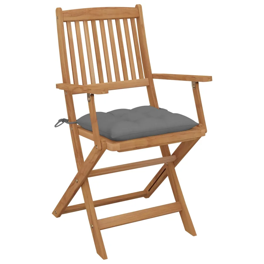 Chaises pliables de jardin lot de 4 avec coussins Bois d'acacia - 2