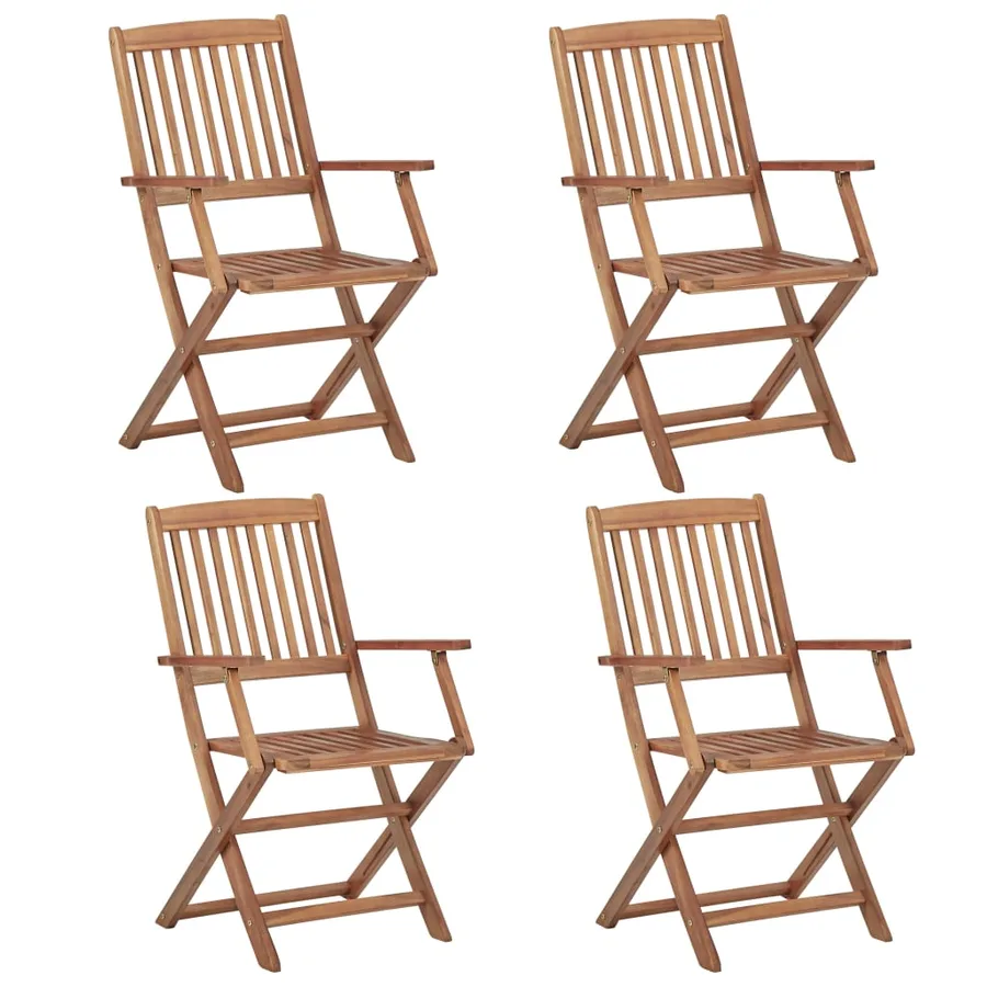Chaises pliables de jardin lot de 4 avec coussins Bois d'acacia - 3