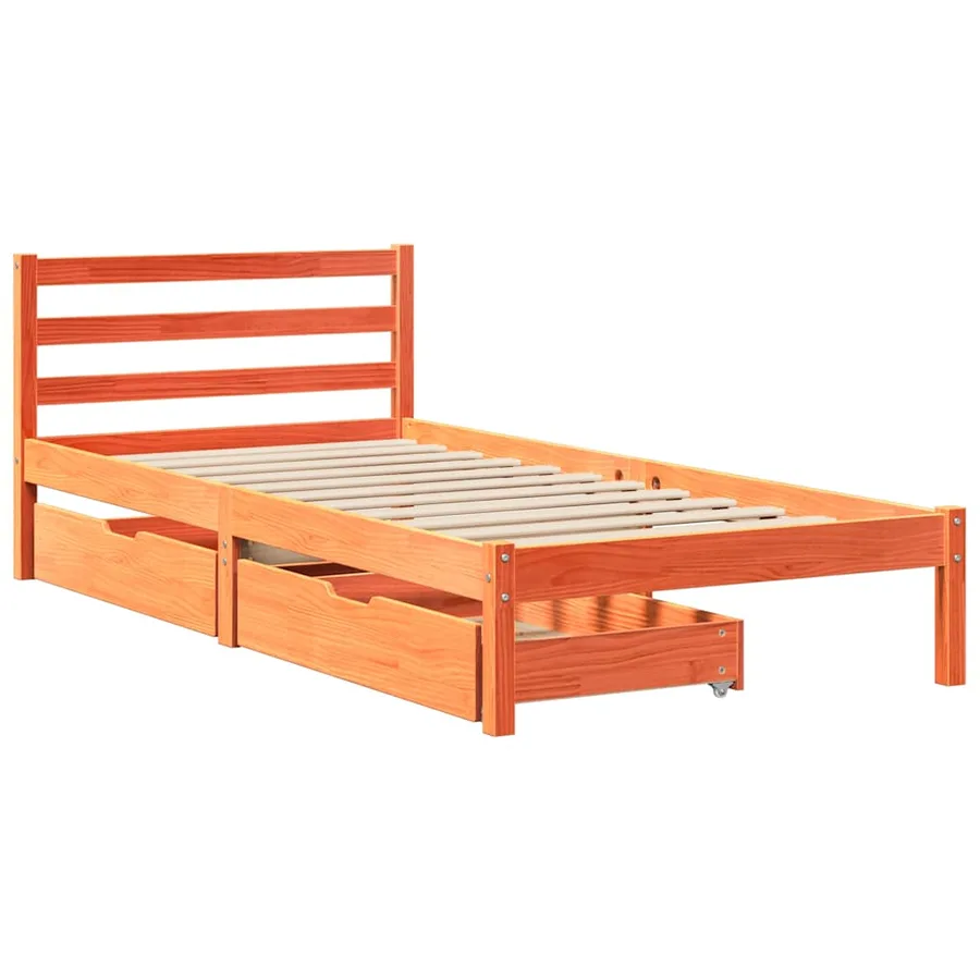 Cadre de lit sans matelas cire marron 75x190 cm bois pin massif - 3