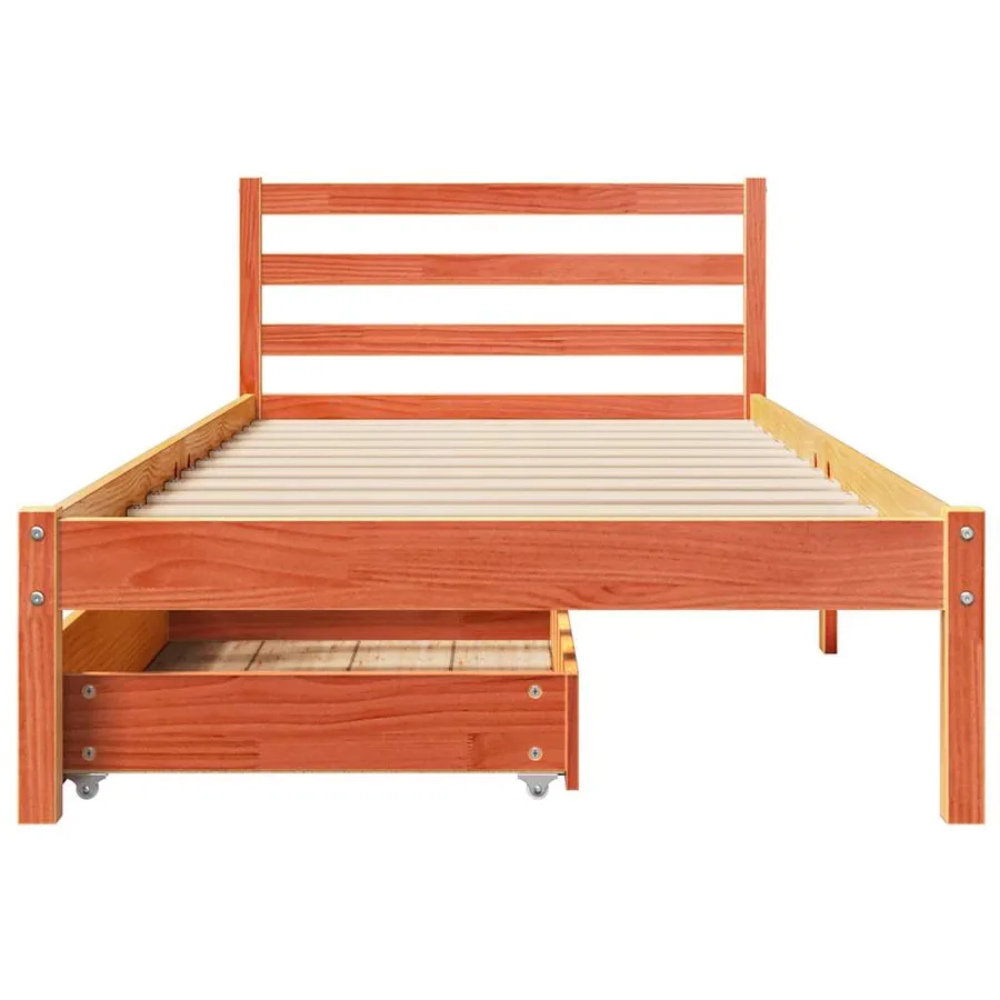 Cadre de lit sans matelas cire marron 75x190 cm bois pin massif - 4