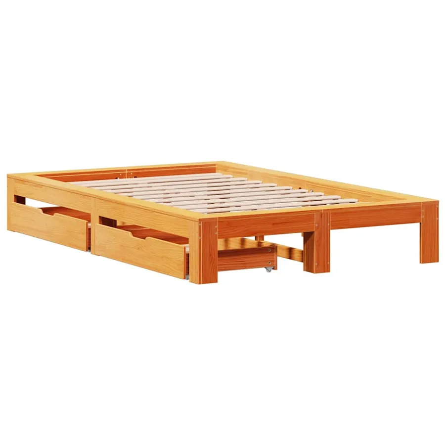 Cadre de lit sans matelas cire marron 120x190cm bois pin massif - 3